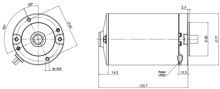 Technical drawing M-77 Electric motor CC Diameter 77 -Elvi